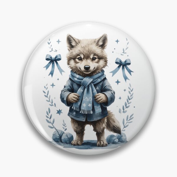 Item preview, Cute Watercolor Blue Winter Wolf Cub Vintage Nursery Art designed and sold by AQUILAKREO.