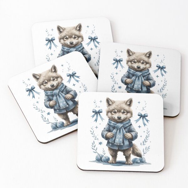 Item preview, Cute Watercolor Blue Winter Wolf Cub Vintage Nursery Art designed and sold by AQUILAKREO.