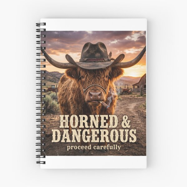 Item preview, Horned & Dangerous Highland Cow | Funny Western Ranch T-Shirt designed and sold by DmaarGroup.