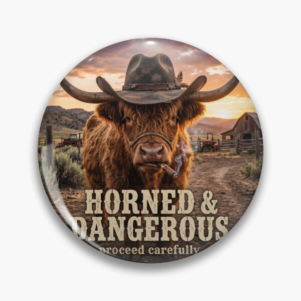 Item preview, Horned & Dangerous Highland Cow | Funny Western Ranch T-Shirt designed and sold by DmaarGroup.