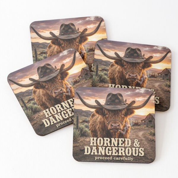 Item preview, Horned & Dangerous Highland Cow | Funny Western Ranch T-Shirt designed and sold by DmaarGroup.