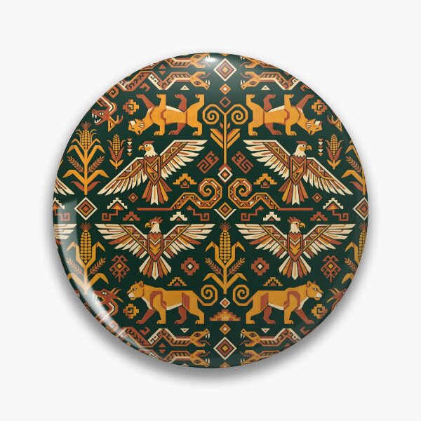 Item preview, Geometric Totem Animals Pattern with Tribal Corn Harvest and Native American Inspired Motif designed and sold by SplashTastic.