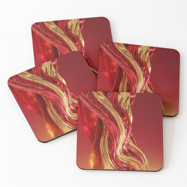 Item preview, Ren and gold flowing abstract art. designed and sold by IrsathThaslima.