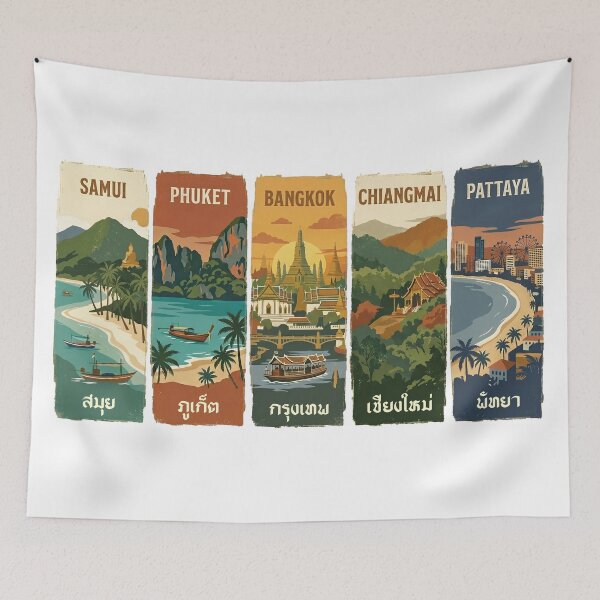 Item preview, Vintage Thailand Travel Poster Collection designed and sold by Muri Neko.