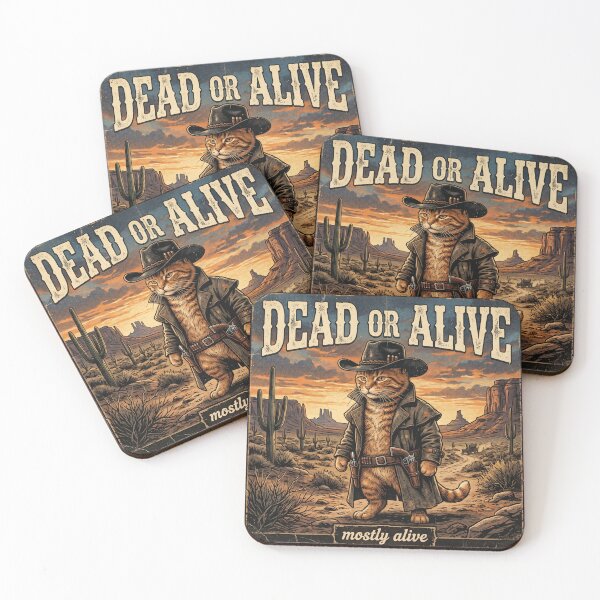 Item preview, Dead or Alive Cat | Funny Western Outlaw Cowboy T-Shirt designed and sold by DmaarGroup.