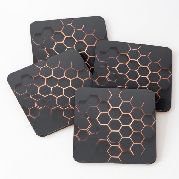Item preview, Dark Honeycomb Tile with Copper Accents designed and sold by IntelliMindDesigns.