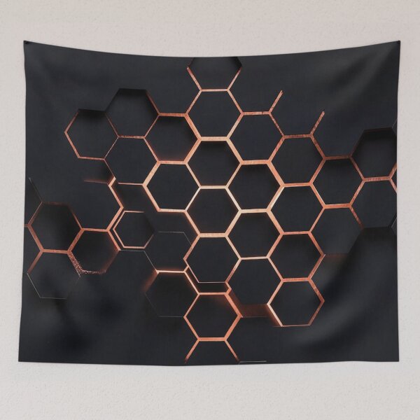 Item preview, Dark Honeycomb Tile with Copper Accents designed and sold by IntelliMindDesigns.
