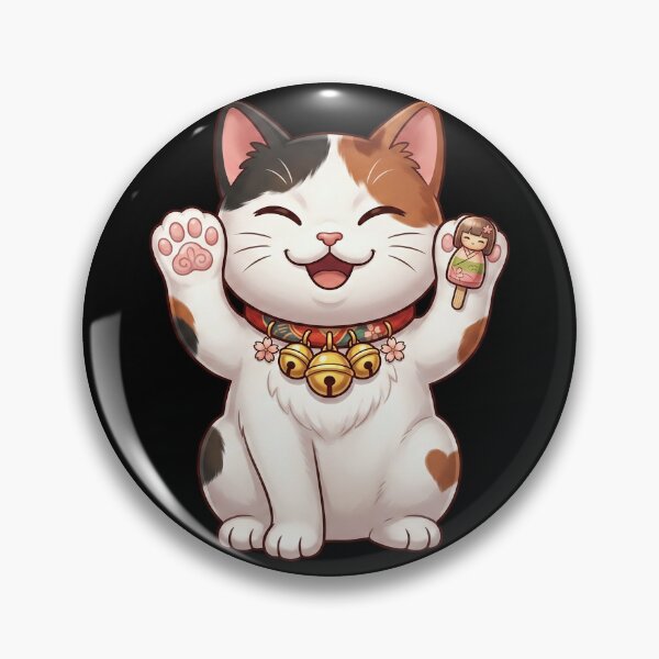 Item preview, Kawaii Lucky Beckoning Maneki Neko Calico Cat designed and sold by CrystalMineArts.