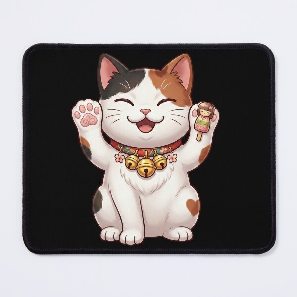 Item preview, Kawaii Lucky Beckoning Maneki Neko Calico Cat designed and sold by CrystalMineArts.