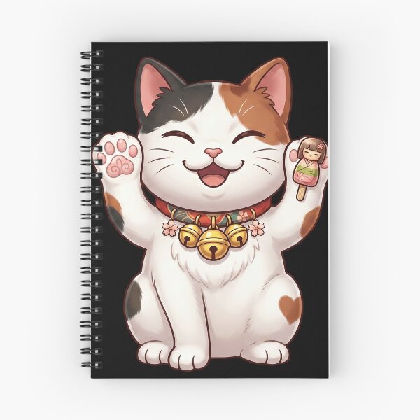 Item preview, Kawaii Lucky Beckoning Maneki Neko Calico Cat designed and sold by CrystalMineArts.
