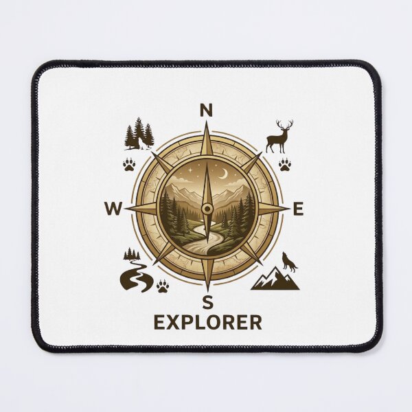 Item preview, Vintage Compass Explorer Scenic Mountain Badge designed and sold by GiggleInkTees.