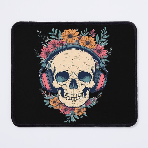Item preview, Floral Skull with Headphones - World Music Day designed and sold by Art-Arcade6.