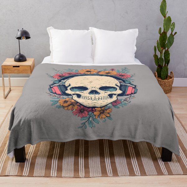 Item preview, Floral Skull with Headphones   - World Music Day designed and sold by Art-Arcade6.