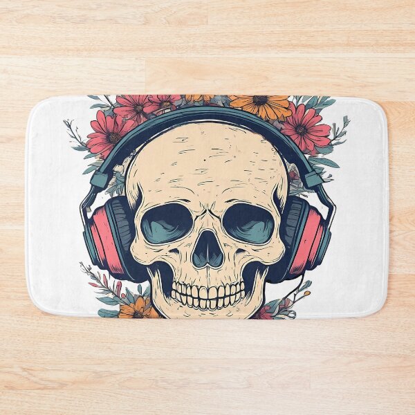 Item preview, Floral Skull with Headphones   - World Music Day designed and sold by Art-Arcade6.