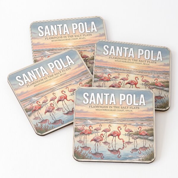Item preview, Santa Pola Spain Flamingo Poster - Vintage Salt Flats Wildlife Art designed and sold by ryanguas.