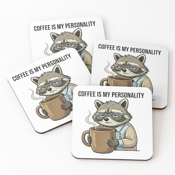 Item preview, Coffee Is My Personality Funny Raccoon Office Humor designed and sold by SoftAuraStudi0.