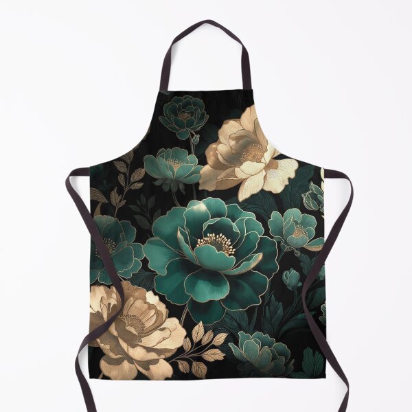 Item preview, Dark Floral Pattern with Teal and Cream designed and sold by IntelliMindDesigns.