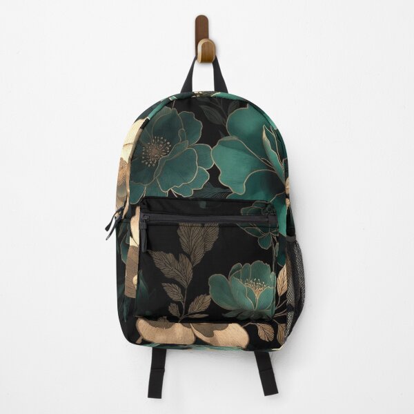Item preview, Dark Floral Pattern with Teal and Cream designed and sold by IntelliMindDesigns.