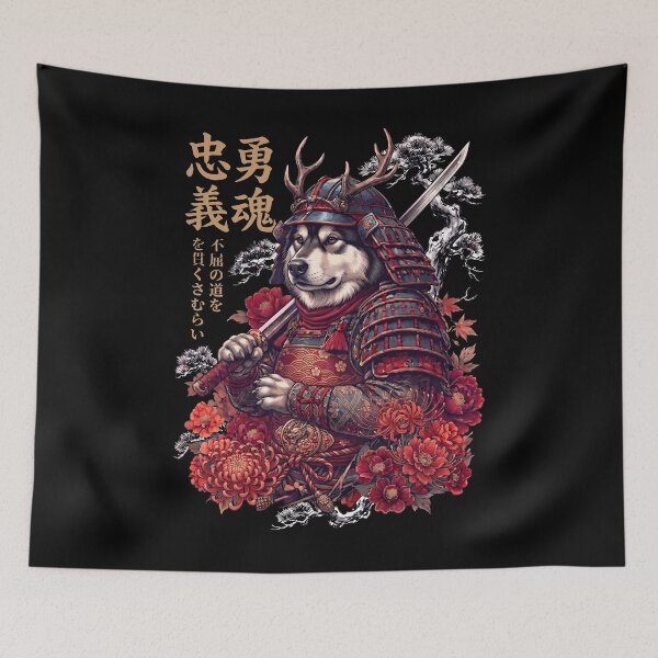 Item preview, Japanese Alaskan Malamute Art Samurai Aesthetic Dog Owner designed and sold by DoodleTortle.