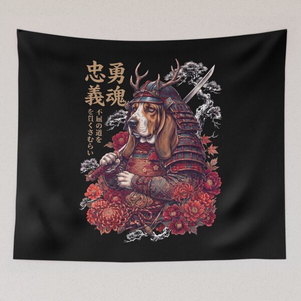 Item preview, Japanese Basset Hound Art Samurai Aesthetic Dog Owner designed and sold by DoodleTortle.