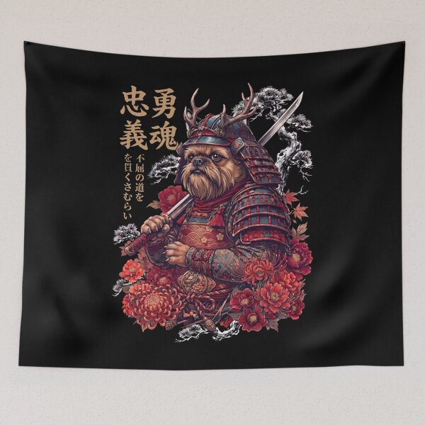 Item preview, Japanese Brussels Griffon Art Samurai Aesthetic Dog Owner designed and sold by DoodleTortle.