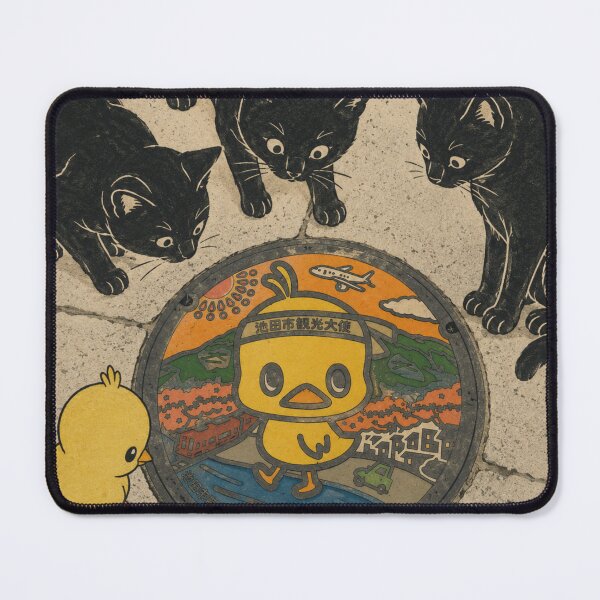 Item preview, Curious Black Cats and Chick Meeting the Ikeda City Manhole Cover designed and sold by Komatoya.