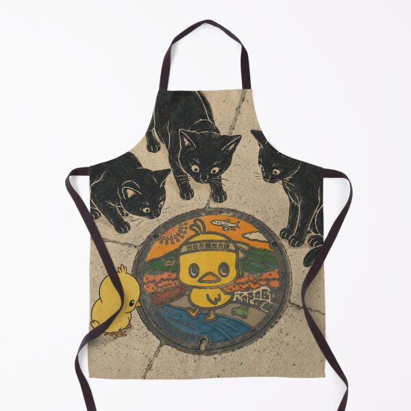 Item preview, Curious Black Cats and Chick Meeting the Ikeda City Manhole Cover designed and sold by Komatoya.