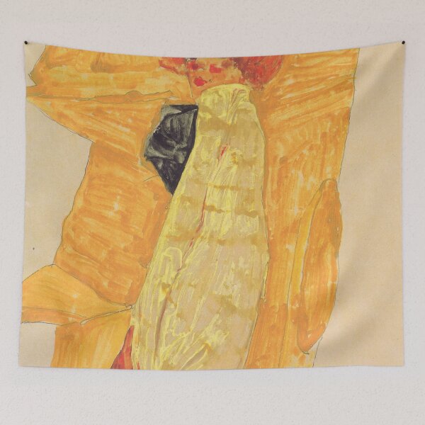 Item preview, Egon Schiele - Gerti in front of ochre-colored drapery designed and sold by Erlin Rudho.