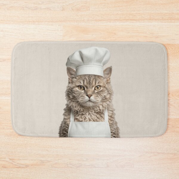 Item preview, Funny Selkirk Rex Cat Chef Realistic Animal Cooking Humor Art designed and sold by LazyOwlStore.