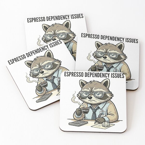 Item preview, Espresso Dependency Issues Funny Raccoon Office Humor designed and sold by SoftAuraStudi0.