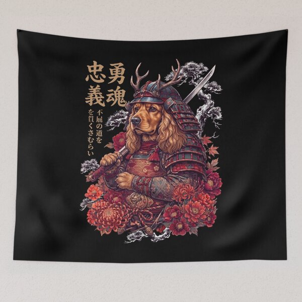 Item preview, Japanese Cocker Spaniel Art Samurai Aesthetic Dog Owner designed and sold by DoodleTortle.
