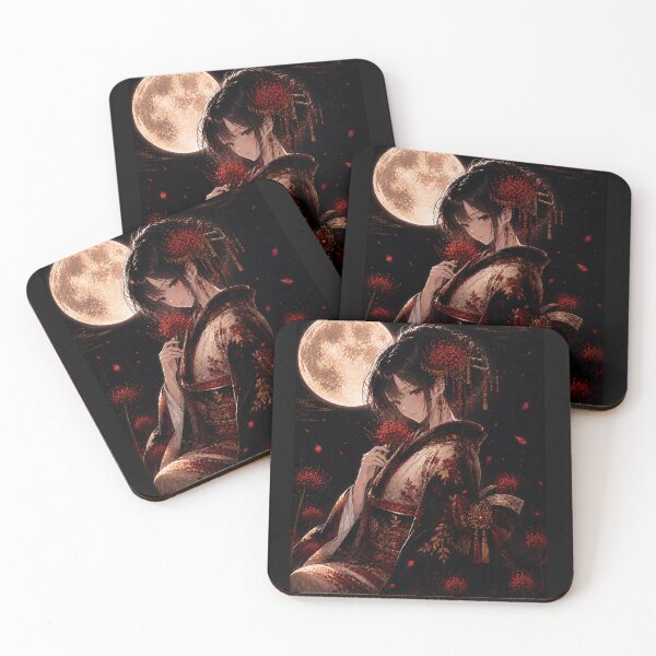 Item preview, Moonlit Red Spider Lily Maiden | Japanese Fantasy Art designed and sold by KawaiiLabo.