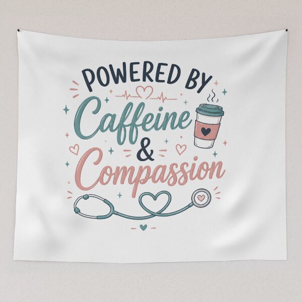 Item preview, Powered By Caffeine and Compassion Nurse Coffee designed and sold by Nurse Craft Studio.