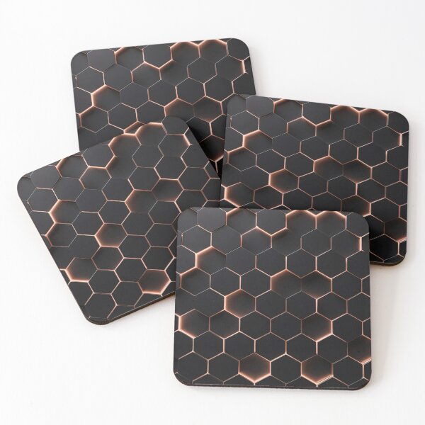 Item preview, Black and Copper Honeycomb Hexagonal Pattern designed and sold by IntelliMindDesigns.