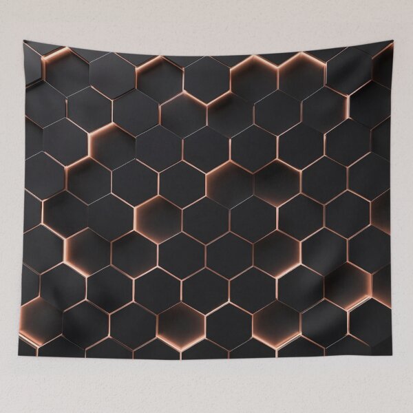 Item preview, Black and Copper Honeycomb Hexagonal Pattern designed and sold by IntelliMindDesigns.