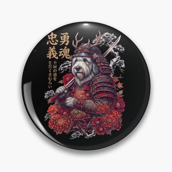 Item preview, Japanese Old English Sheepdog Art Samurai Aesthetic Dog Owner designed and sold by DoodleTortle.
