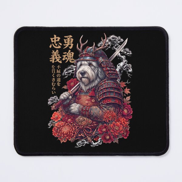 Item preview, Japanese Old English Sheepdog Art Samurai Aesthetic Dog Owner designed and sold by DoodleTortle.