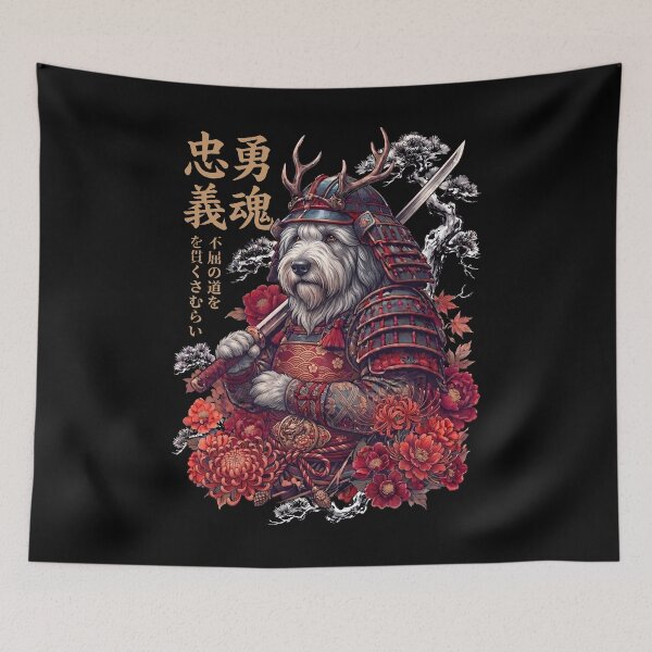 Item preview, Japanese Old English Sheepdog Art Samurai Aesthetic Dog Owner designed and sold by DoodleTortle.
