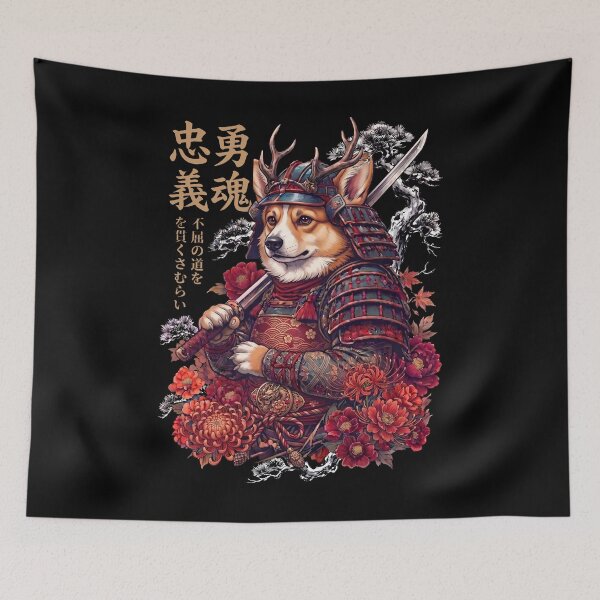 Item preview, Japanese Pembroke Welsh Corgi Art Samurai Aesthetic Dog Owner designed and sold by DoodleTortle.
