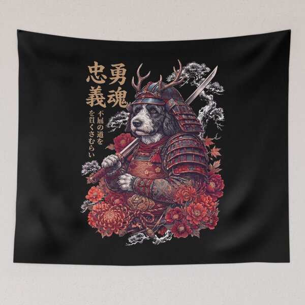 Item preview, Japanese Portuguese Water Dog Art Samurai Aesthetic Dog Owner designed and sold by DoodleTortle.