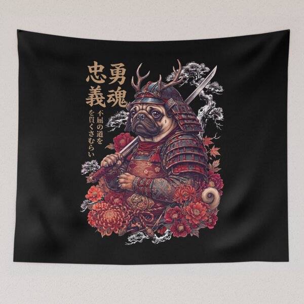 Item preview, Japanese Pug Art Samurai Aesthetic Dog Owner designed and sold by DoodleTortle.