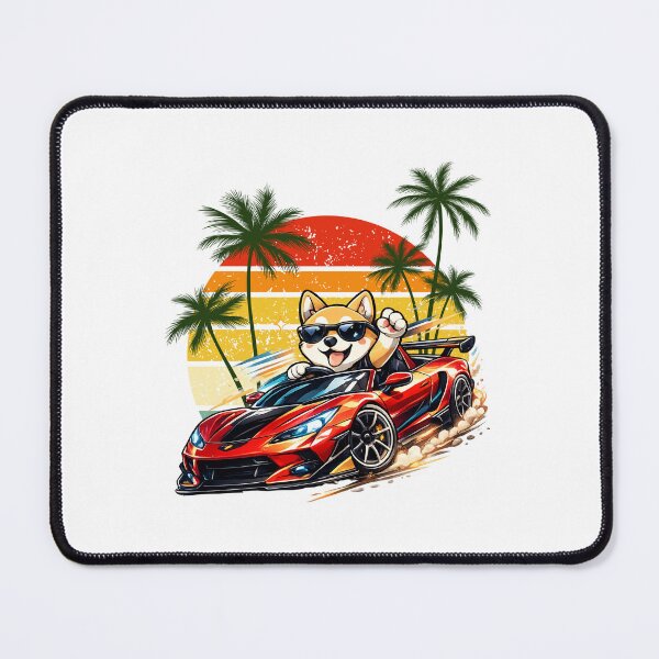 Item preview, Cool Shiba Inu Driving Sports Car Retro Sunset designed and sold by yuki-hana.