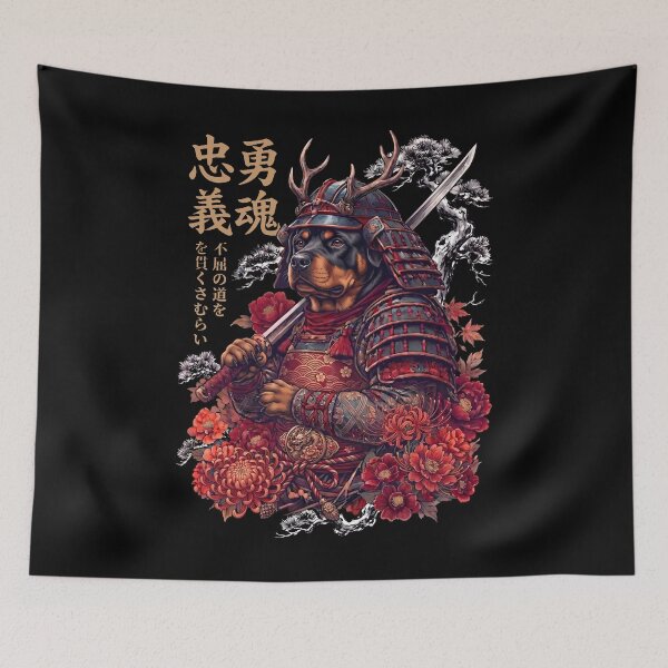 Item preview, Japanese Rottweiler Art Samurai Aesthetic Dog Owner designed and sold by DoodleTortle.
