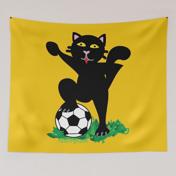Item preview, Soccer player black cat designed and sold by fluffyfamcraft.