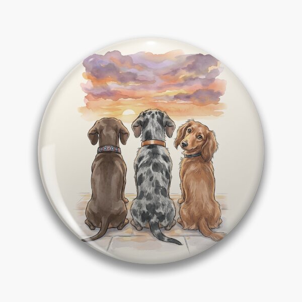 Item preview, Dachshund Brotherhood Sunset Watercolor - Cozy Wiener Dogs Art designed and sold by KINKDesign.