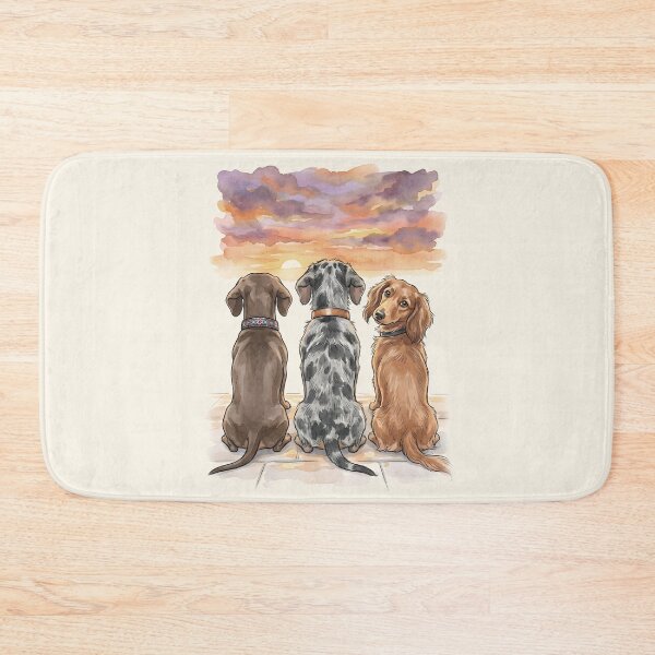 Item preview, Dachshund Brotherhood Sunset Watercolor - Cozy Wiener Dogs Art designed and sold by KINKDesign.