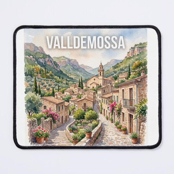 Item preview, Valldemossa Spain Village Poster - Romantic Mountain Watercolor Art designed and sold by ryanguas.