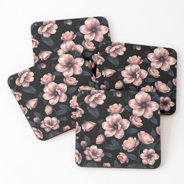 Item preview, Pink Blossoms on Dark Background designed and sold by IntelliMindDesigns.