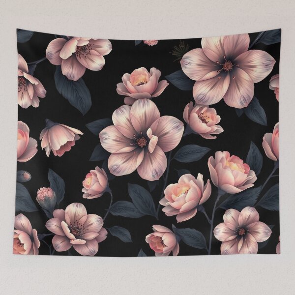 Item preview, Pink Blossoms on Dark Background designed and sold by IntelliMindDesigns.