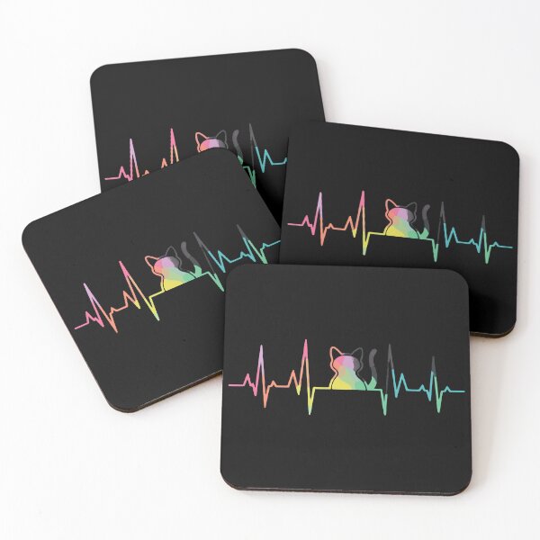 Item preview, Rainbow Cat Heartbeat EKG Line Love Art designed and sold by StranHabesre51.